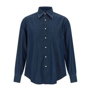 Brunello Cucinelli Blue Cotton Men's Blouse